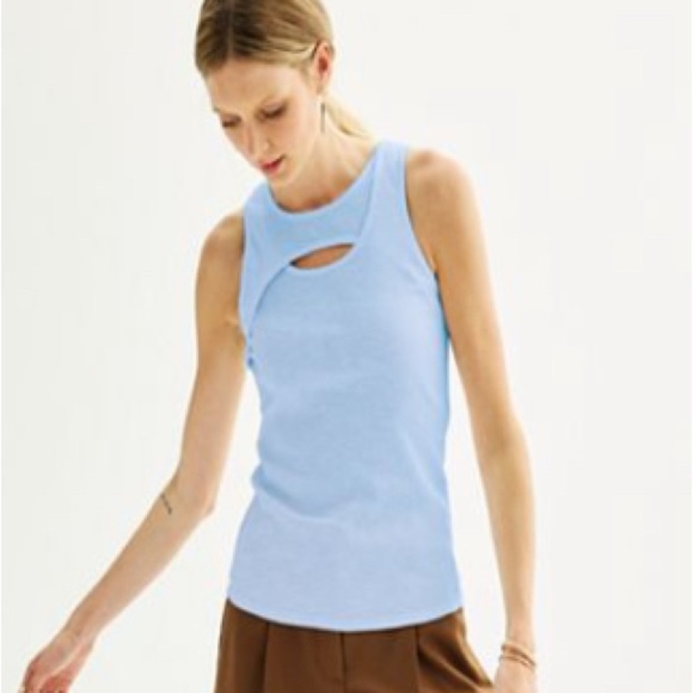 Nine West periwinkle twisted cutout tank size XXL